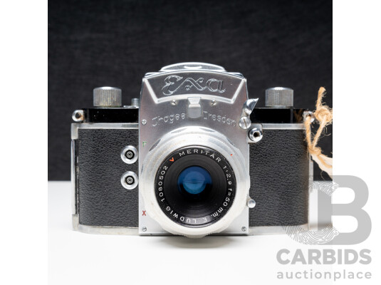 Exa Ihagee Dresden 35mm SLR Camera with Meritar 50mm F/2.9 Lens