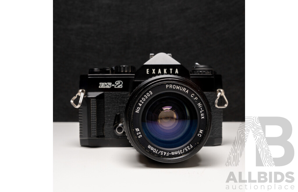 Exakta HS-2 35mm SLR Camera with Promura C.P. Hi-Lux MC 35–70mm F/3.5–4.5 Lens