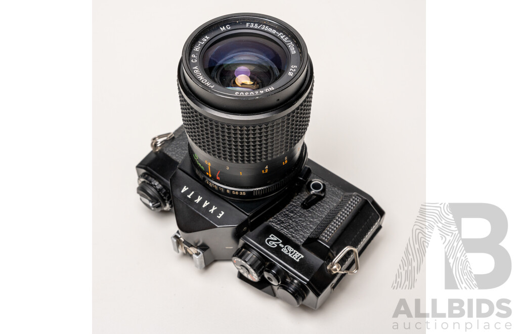 Exakta HS-2 35mm SLR Camera with Promura C.P. Hi-Lux MC 35–70mm F/3.5–4.5 Lens