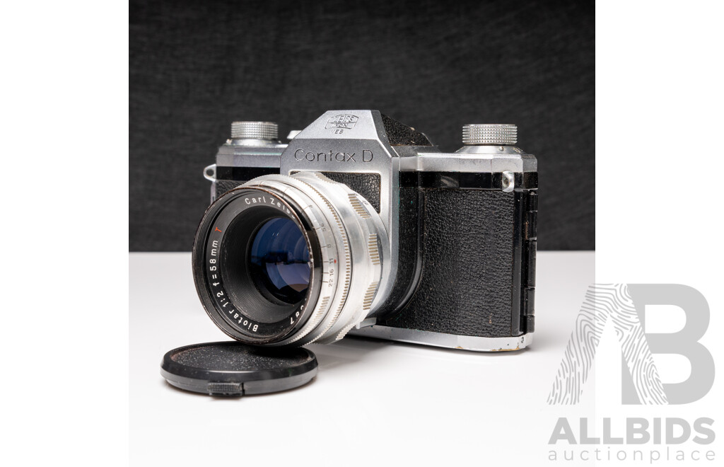 Zeiss Ikon Contax D 35mm SLR Camera with Carl Zeiss Jena Biotar 58mm F/2 Lens and Leather Case