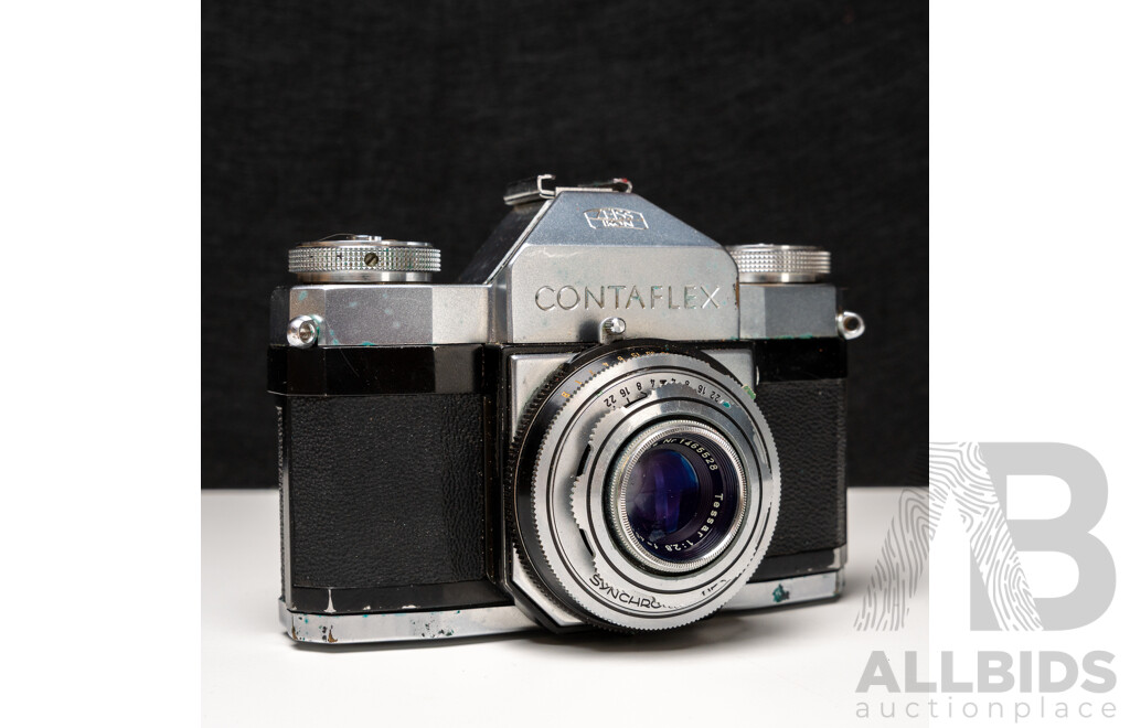 Zeiss Ikon Contaflex 35mm SLR Camera with Tessar 45mm F/2.8 Lens, Case and Accessories