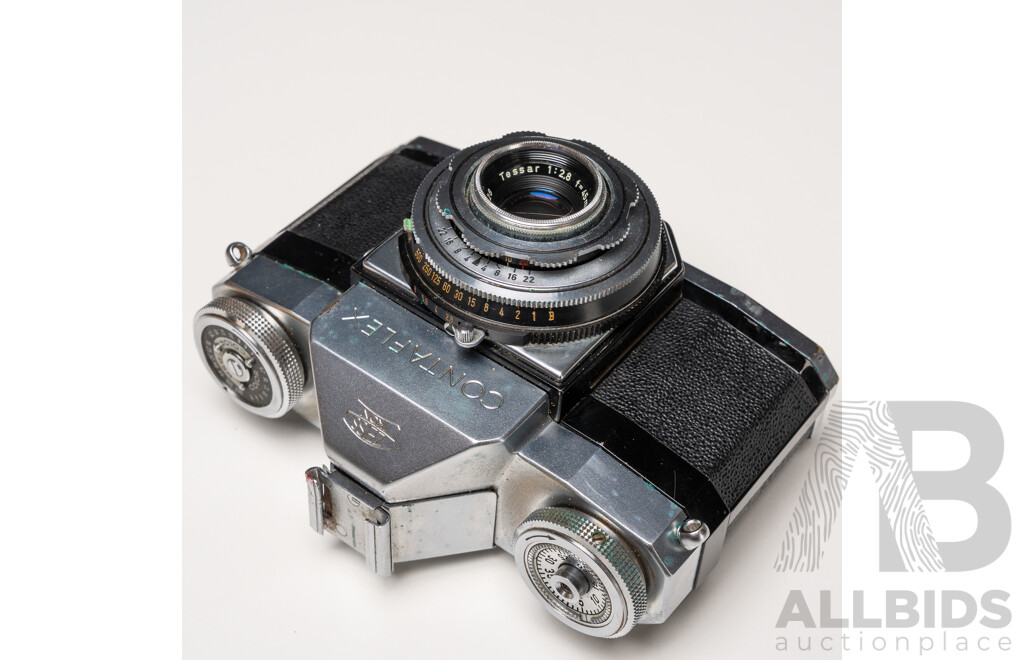 Zeiss Ikon Contaflex 35mm SLR Camera with Tessar 45mm F/2.8 Lens, Case and Accessories