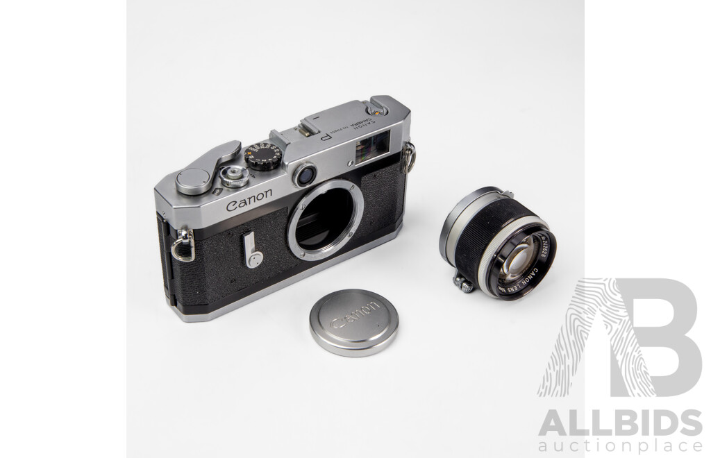 Canon P 35mm Rangefinder Camera with Canon 50mm F/1.8 Lens and Leather Case