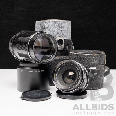 Super Takumar 135mm F/3.5 and Takumar 35mm F/3.5 M42 Screw Mount Lens Pair