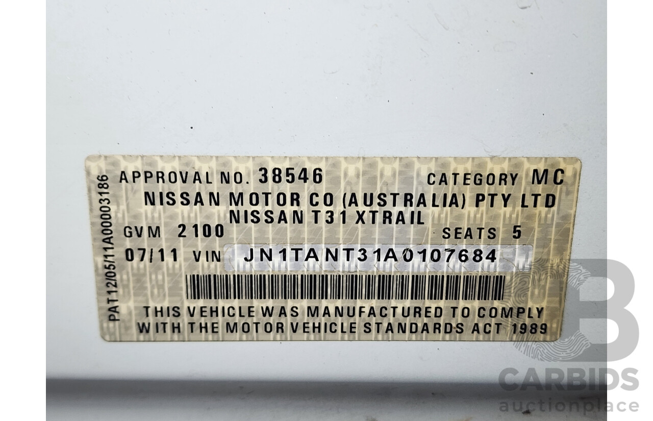 7/2011 Nissan X-Trail ST (4x4) T31 MY11 4d Wagon White 2.5L