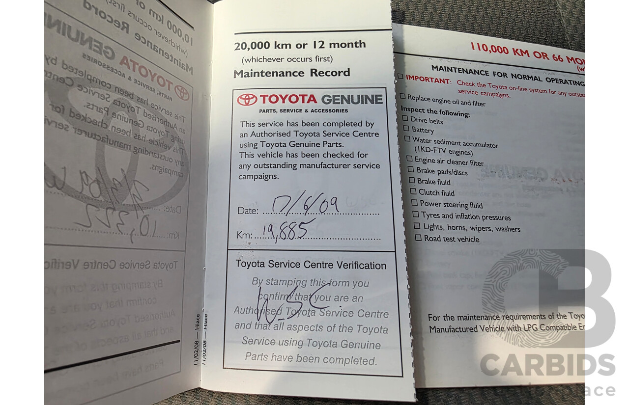 6/2008 Toyota Hiace LWB KDH201R MY07 Upgrade 4d Van White Turbo Diesel 3.0L