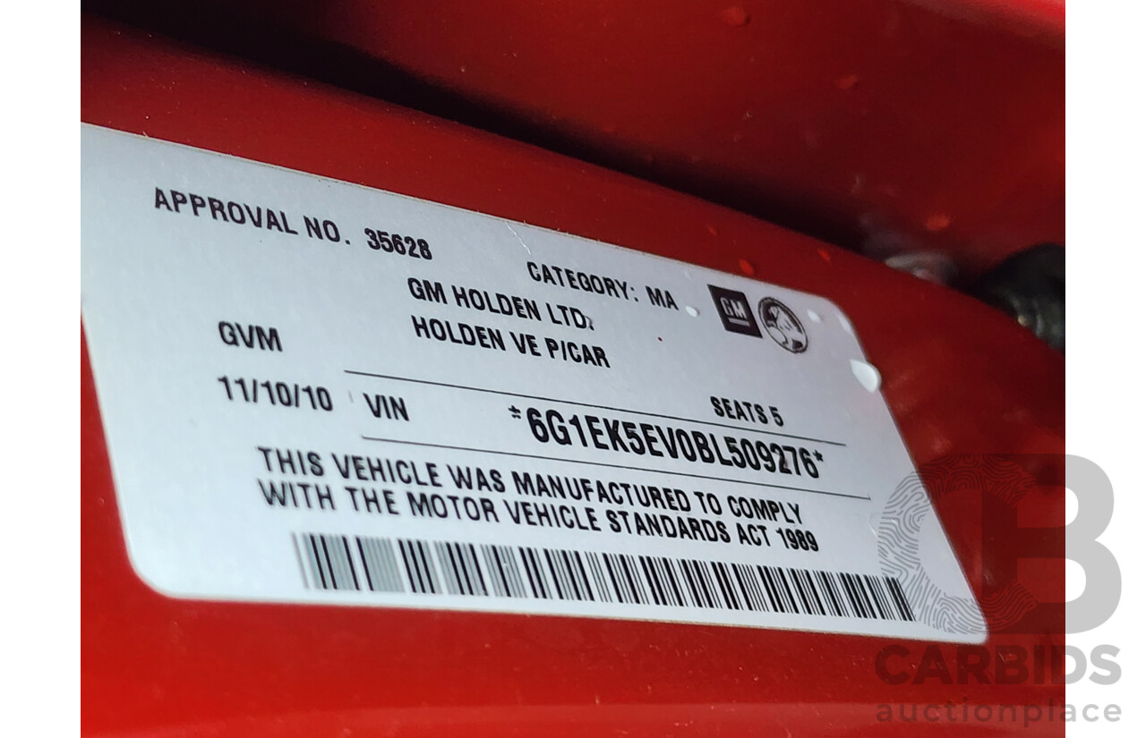 10/2010 Holden Commodore SV6 VE II 4d Sedan Red 3.6L