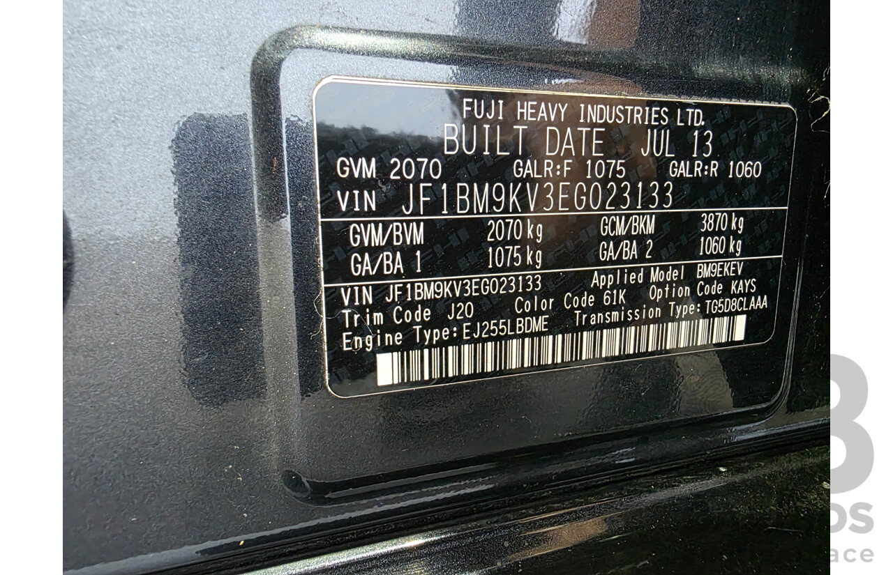 9/2013 Subaru Liberty 2.5i GT Premium (AWD) MY13 4d Sedan Dark Gray Metallic Turbo 2.5L