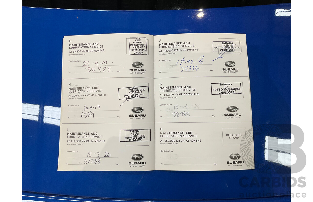 08/2015 Subaru WRX Premium (AWD) AWD MY16 4D Sedan Blue Turbo 2.0L