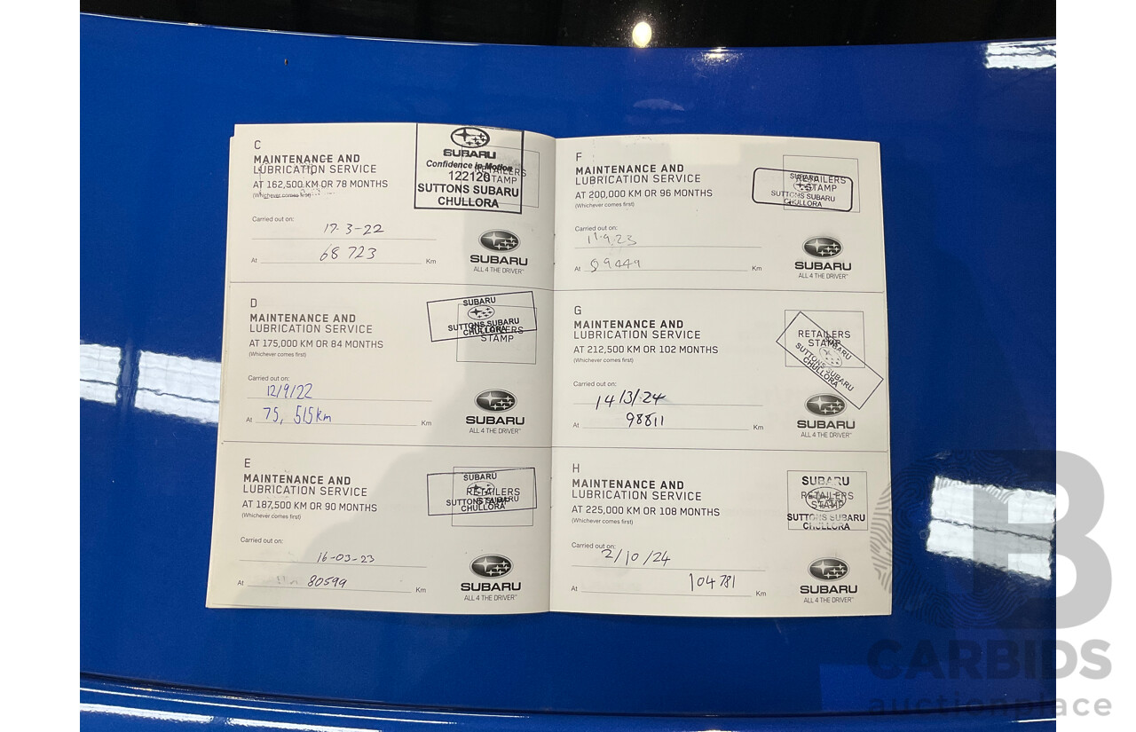 08/2015 Subaru WRX Premium (AWD) AWD MY16 4D Sedan Blue Turbo 2.0L