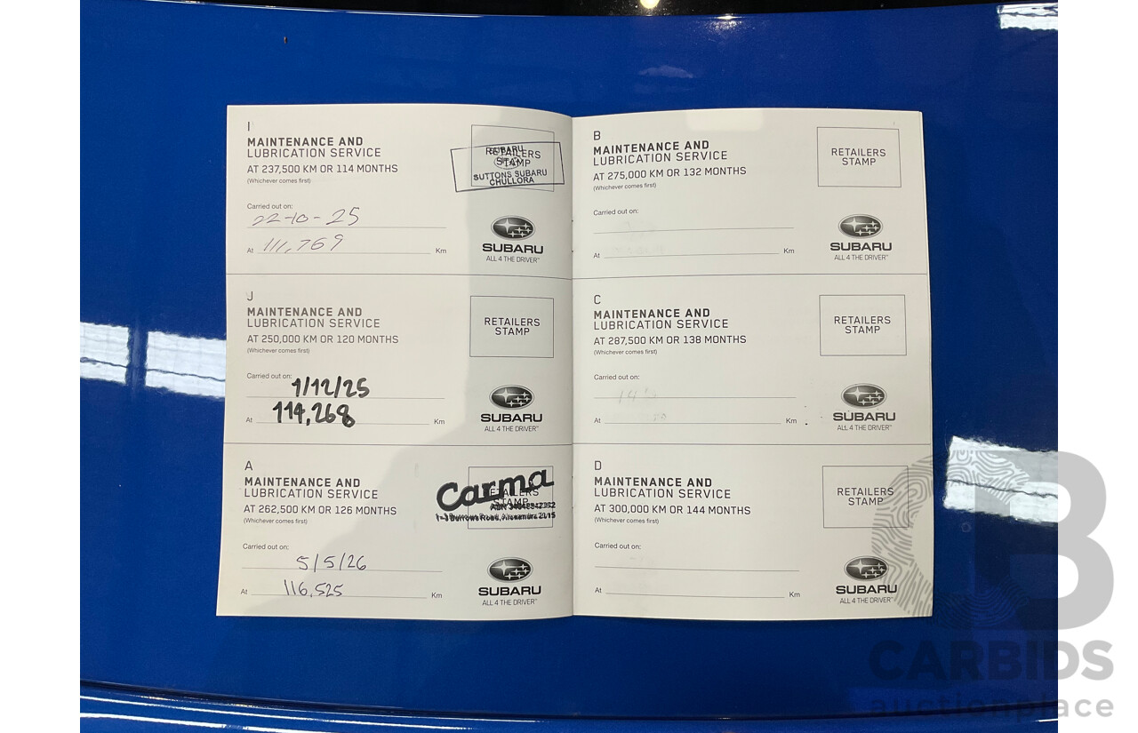 08/2015 Subaru WRX Premium (AWD) AWD MY16 4D Sedan Blue Turbo 2.0L