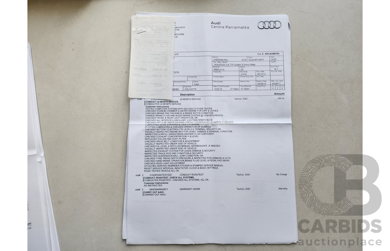 3/2014 Audi Q5 3.0 TDI Quattro 8R MY14 4d Wagon White 3.0L