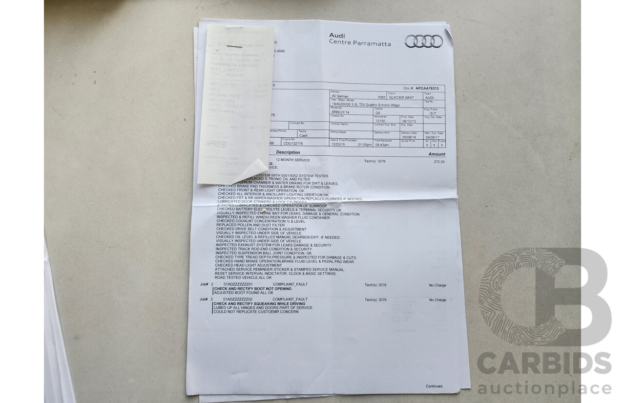 3/2014 Audi Q5 3.0 TDI Quattro 8R MY14 4d Wagon White 3.0L