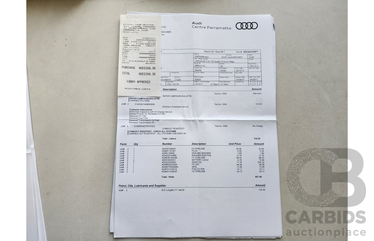 3/2014 Audi Q5 3.0 TDI Quattro 8R MY14 4d Wagon White 3.0L