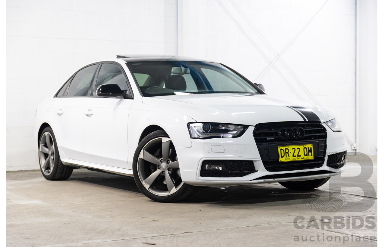 6/2014 Audi A4 2.0 TFSI S-Line Quattro B8 (8K) MY14 4d Sedan Glacier White Metallic Turbo 2.0L