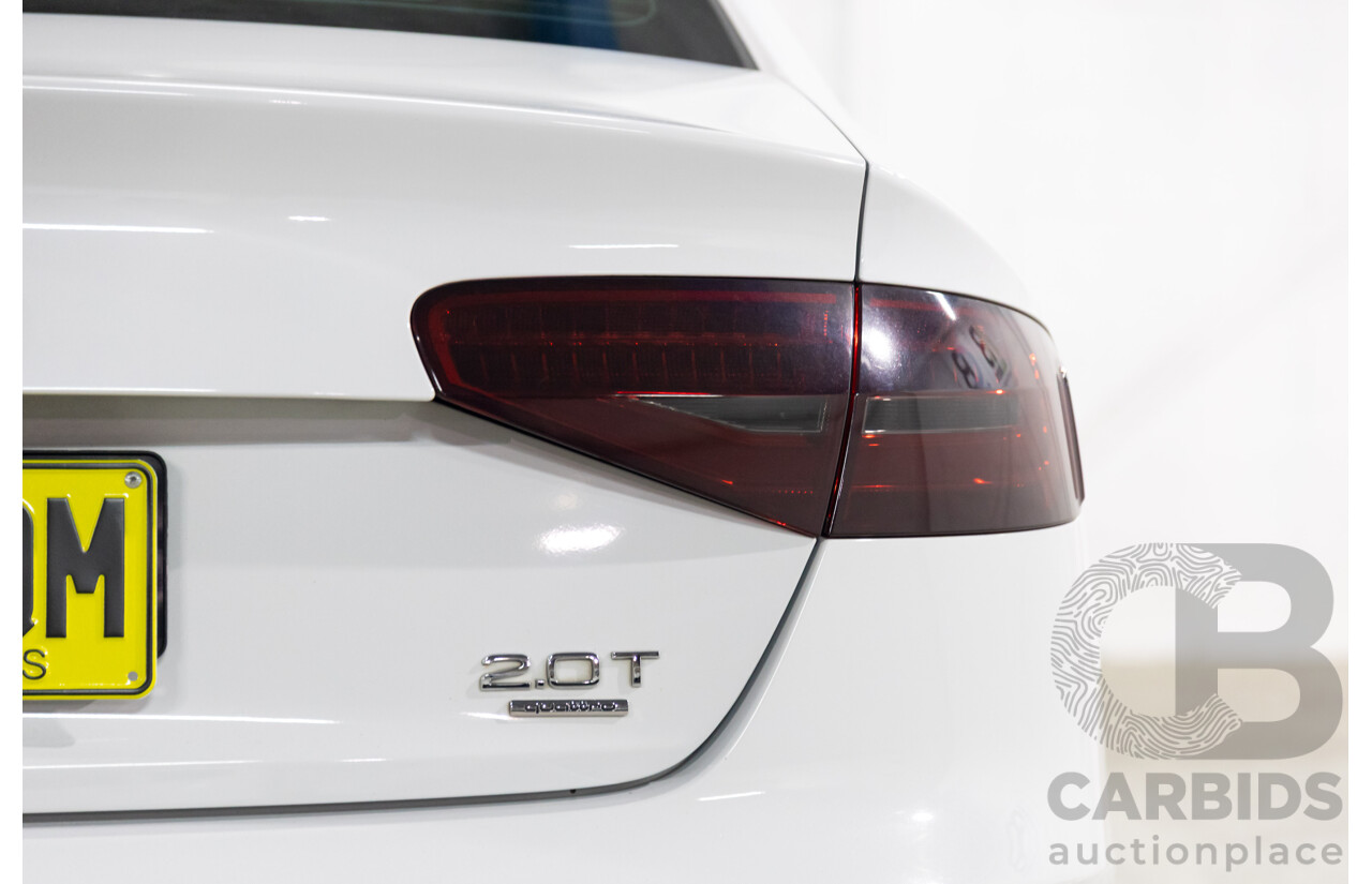 6/2014 Audi A4 2.0 TFSI S-Line Quattro B8 (8K) MY14 4d Sedan Glacier White Metallic Turbo 2.0L