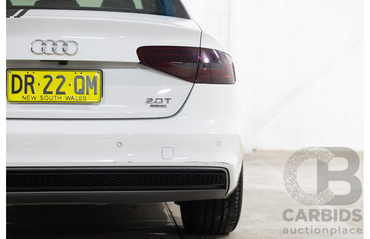 6/2014 Audi A4 2.0 TFSI S-Line Quattro B8 (8K) MY14 4d Sedan Glacier White Metallic Turbo 2.0L