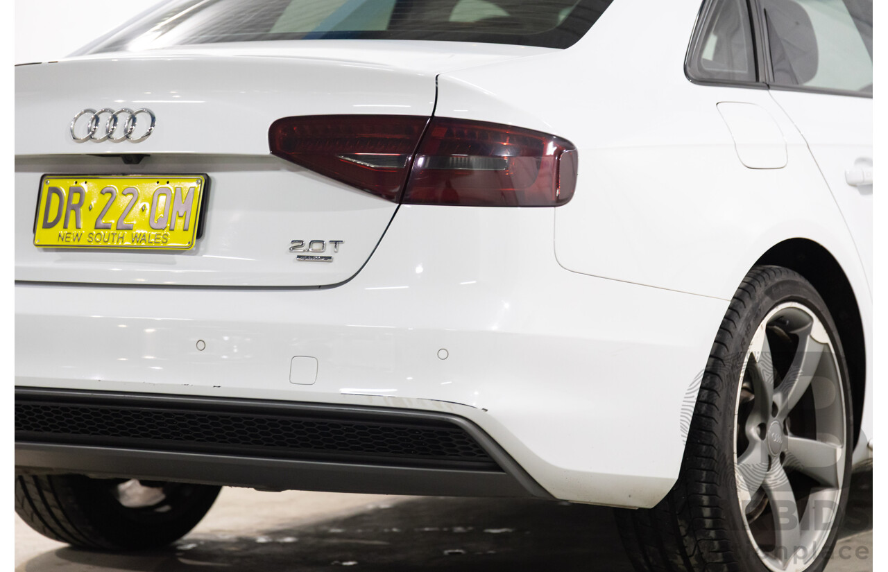 6/2014 Audi A4 2.0 TFSI S-Line Quattro B8 (8K) MY14 4d Sedan Glacier White Metallic Turbo 2.0L