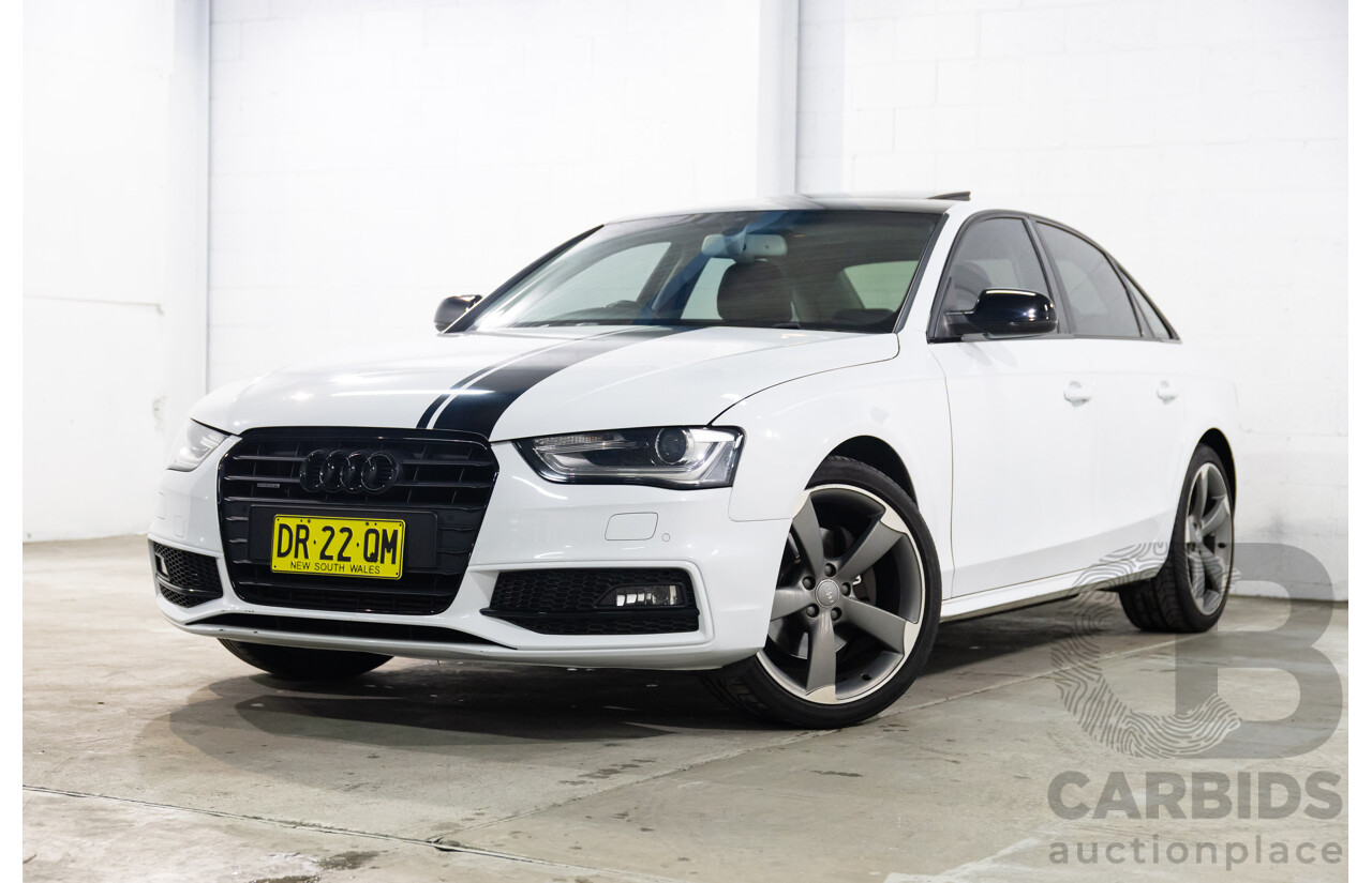 6/2014 Audi A4 2.0 TFSI S-Line Quattro B8 (8K) MY14 4d Sedan Glacier White Metallic Turbo 2.0L