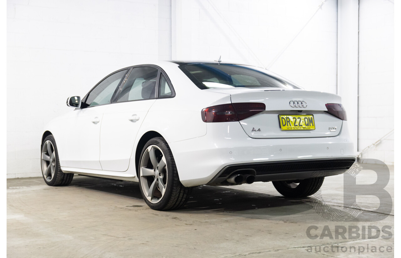 6/2014 Audi A4 2.0 TFSI S-Line Quattro B8 (8K) MY14 4d Sedan Glacier White Metallic Turbo 2.0L
