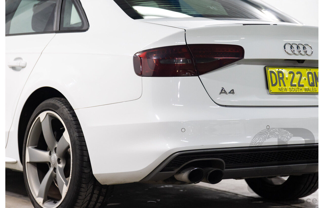 6/2014 Audi A4 2.0 TFSI S-Line Quattro B8 (8K) MY14 4d Sedan Glacier White Metallic Turbo 2.0L