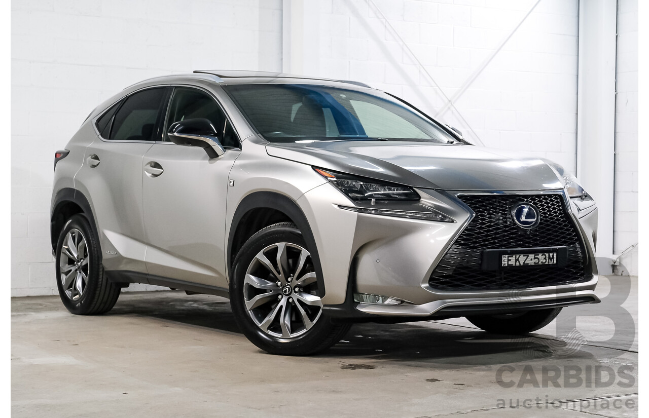 08/2015 Lexus Nx300h F-SPORT HYBRID (AWD) AWD AYZ15R 4D Wagon Silver Or Chrome 2.5L