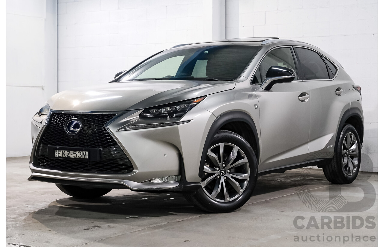 08/2015 Lexus Nx300h F-SPORT HYBRID (AWD) AWD AYZ15R 4D Wagon Silver Or Chrome 2.5L