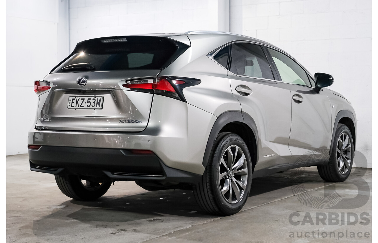 08/2015 Lexus Nx300h F-SPORT HYBRID (AWD) AWD AYZ15R 4D Wagon Silver Or Chrome 2.5L