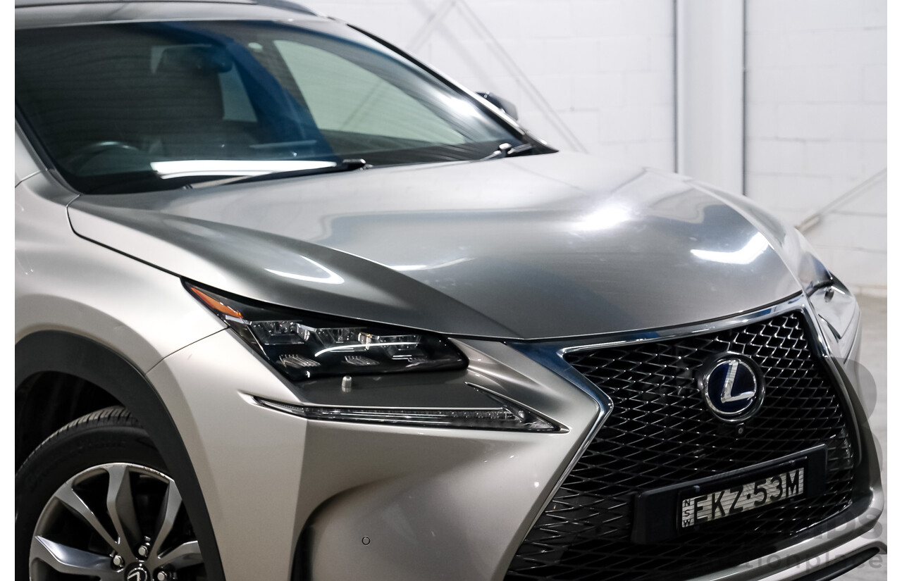 08/2015 Lexus Nx300h F-SPORT HYBRID (AWD) AWD AYZ15R 4D Wagon Silver Or Chrome 2.5L