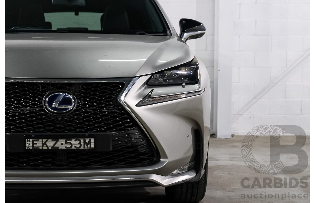 08/2015 Lexus Nx300h F-SPORT HYBRID (AWD) AWD AYZ15R 4D Wagon Silver Or Chrome 2.5L