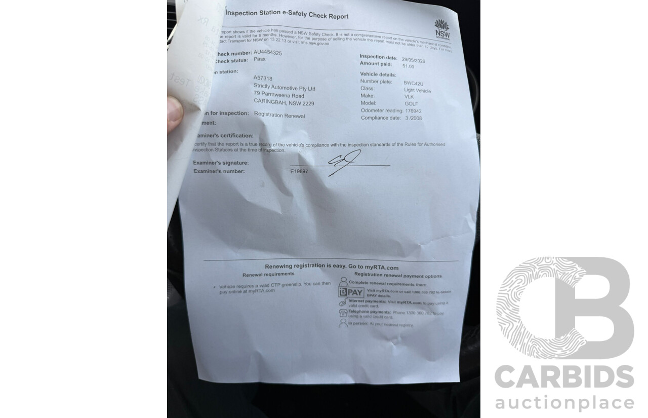 03/2008 Volkswagen Golf R32 AWD 1K MY08 UPGRADE 5D Hatchback Silver Or Chrome 3.2L