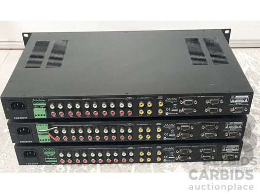 1660782 · Australian Monitor (IN400) Composite/Stereo Audio AV Switching Amplifier - Lot of Three