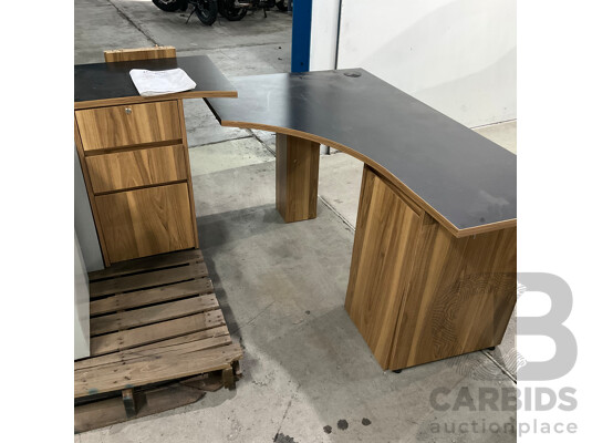1662359 · J.BURROWS Washington Corner Workstation and Two Metal Filing Cabinets