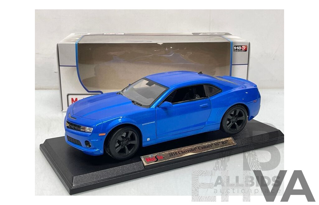 Maitso 2010 Chevrolet Camaro SS RS Coupe Metallic Blue 1:18 Scale Model Car