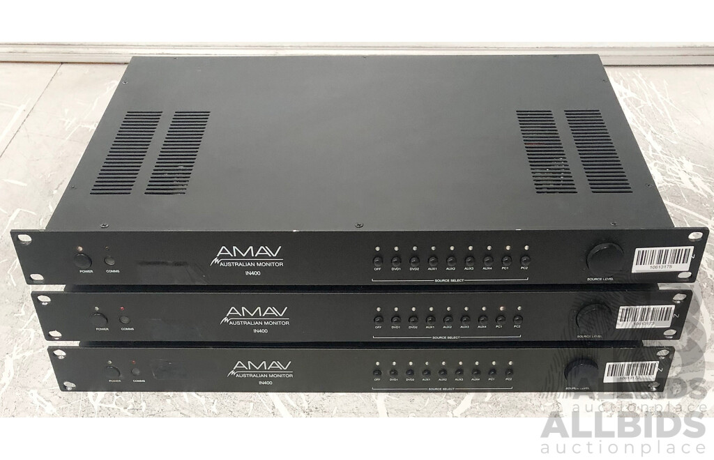Australian Monitor (IN400) Composite/Stereo Audio AV Switching Amplifier - Lot of Three