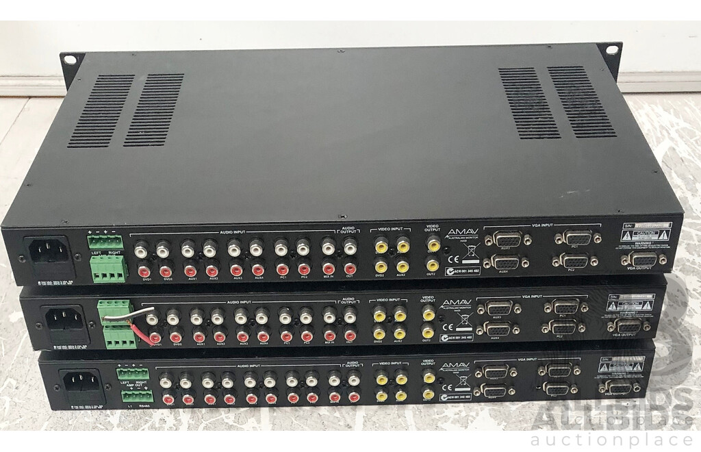Australian Monitor (IN400) Composite/Stereo Audio AV Switching Amplifier - Lot of Three