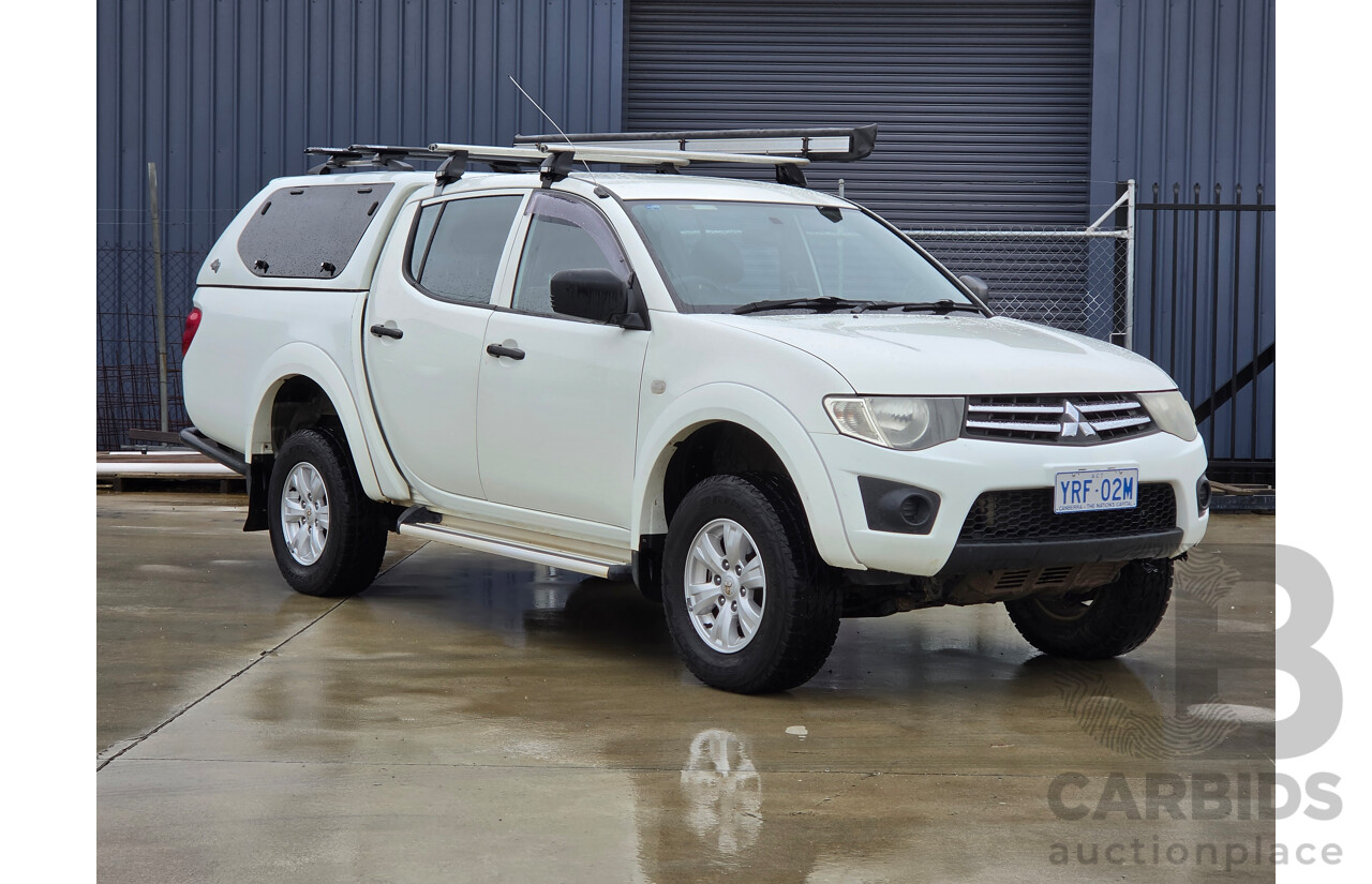 06/2013 Mitsubishi Triton GLX (4x4) MN MY13 Double Cab Utility White Turbo Diesel 2.5L