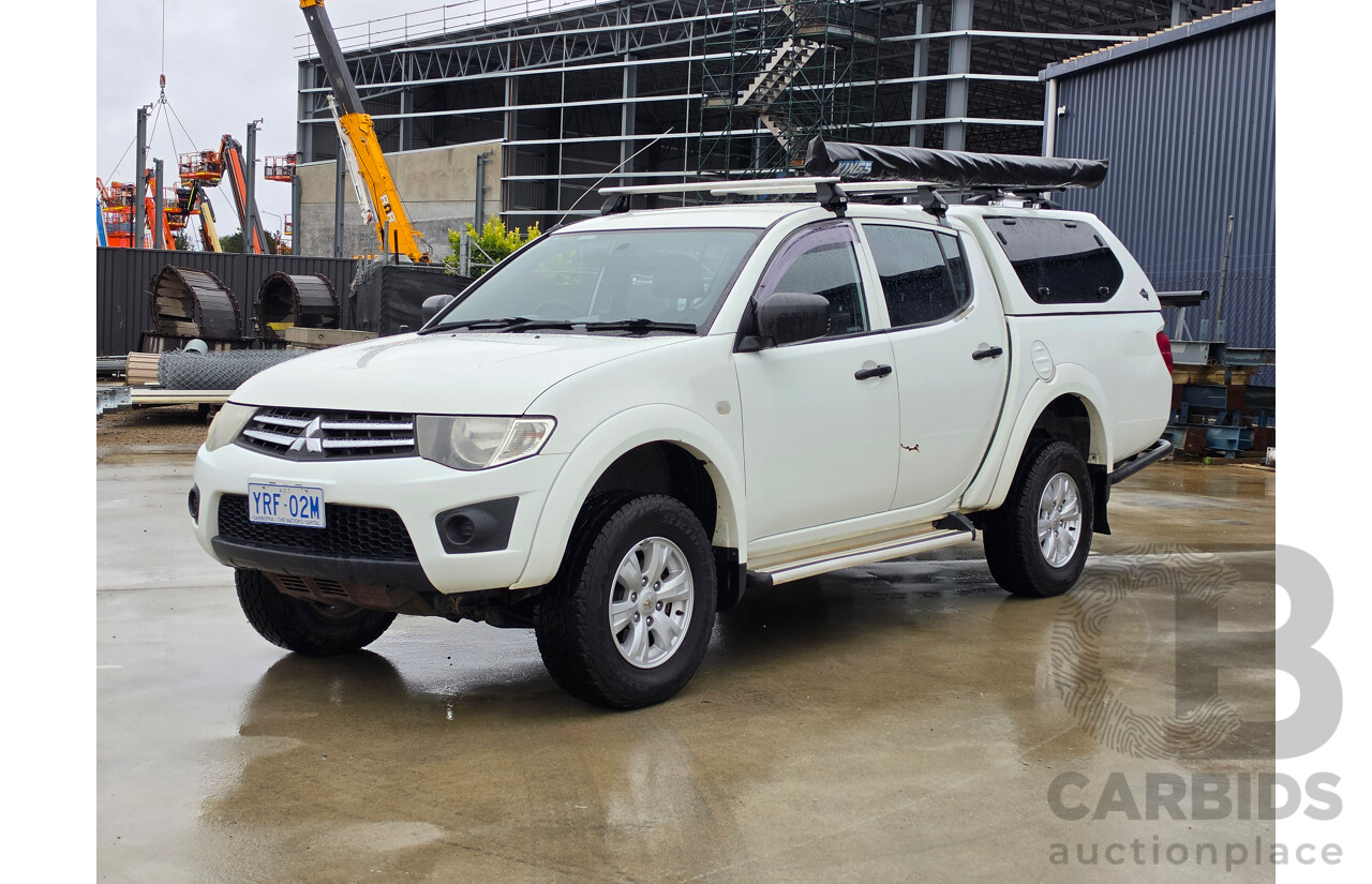 06/2013 Mitsubishi Triton GLX (4x4) MN MY13 Double Cab Utility White Turbo Diesel 2.5L