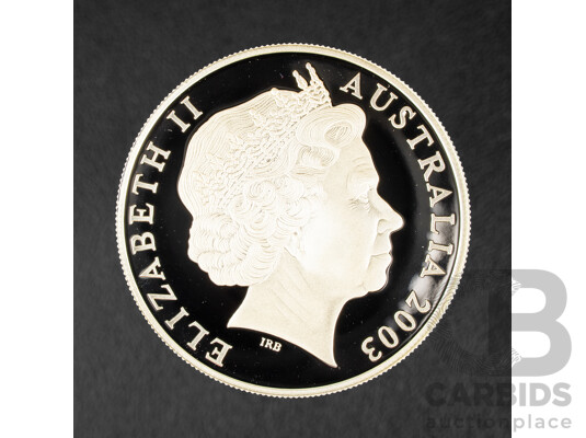 Australian RAM 2003 Silver Proof Five Dollar Selectively Gold Plated Coin, Rugby World Cup .999