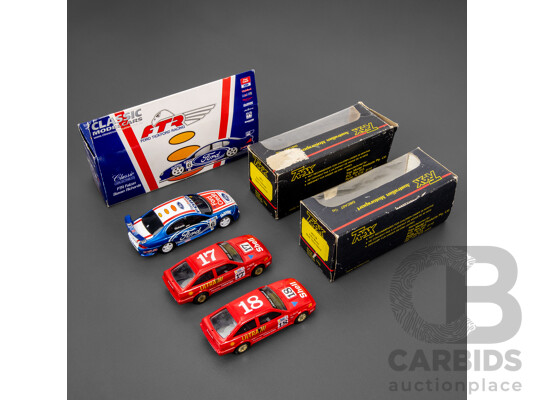 Two TRAX 1990 Ford Sierra Touring Cars, Dick Johnson 8021 and John Bowe 8021B with Classic Carectables Ford Falcon, Steven Richards - 1:43 Scale