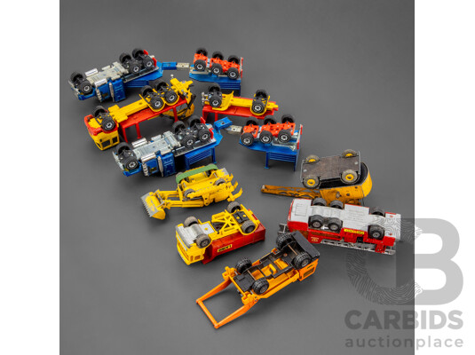 Collection of Diecast Matchbox, Siku and Dinky Trucks and Construction Vehicles