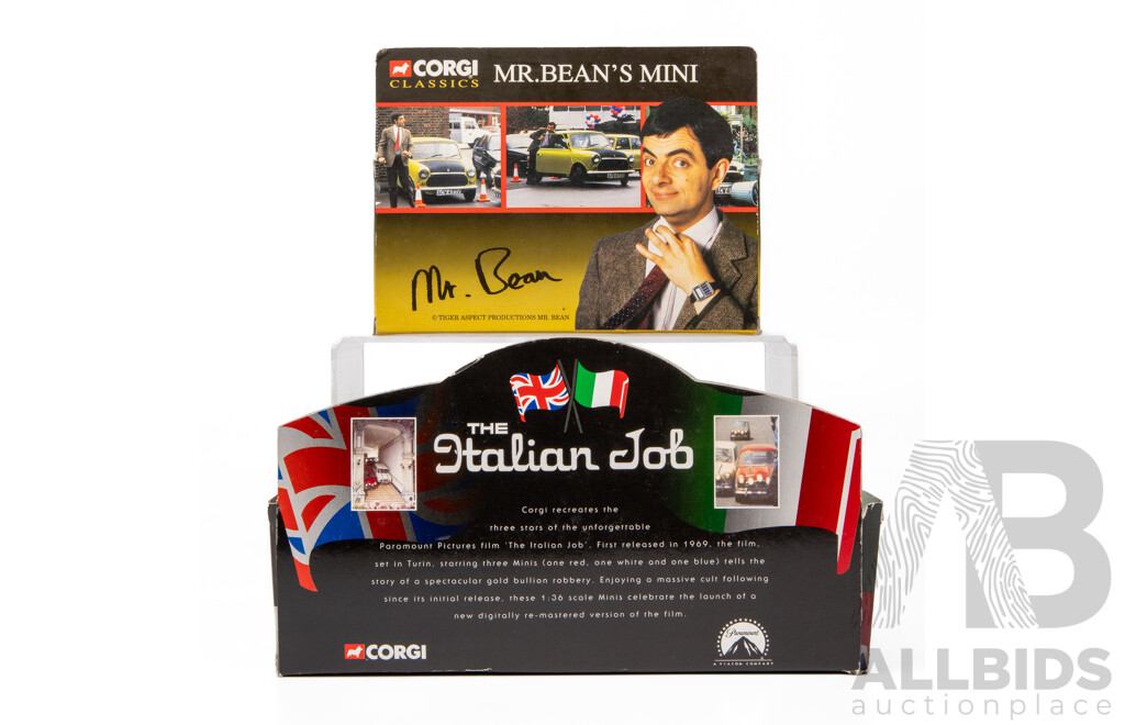 Four Boxed Corgi Classics Minis Including Mr Bean's Mini and the Italian Job Set - 1:36 Scale