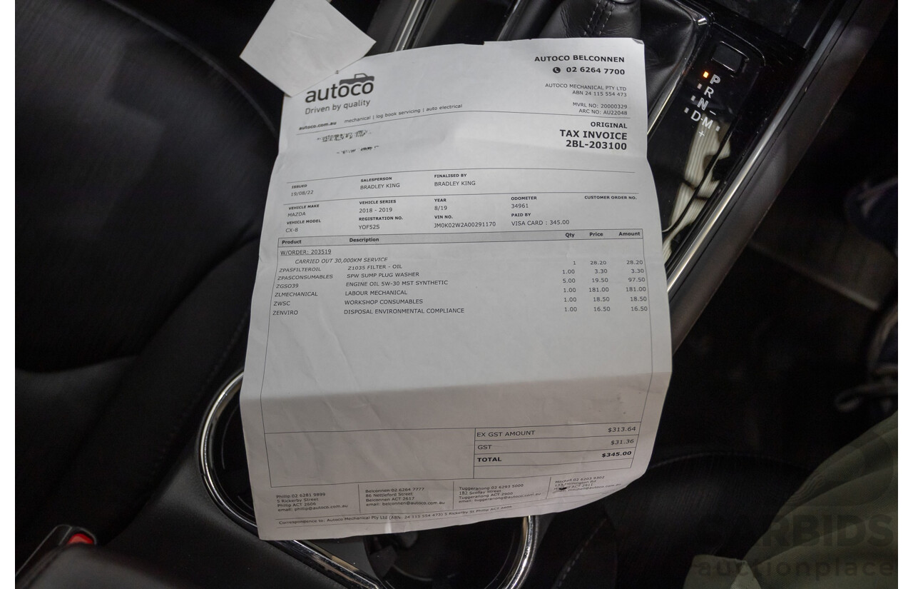 8/2019 Mazda CX-8 Sport FKG B 4d Wagon Machine Gray Metallic Turbo Diesel 2.2L