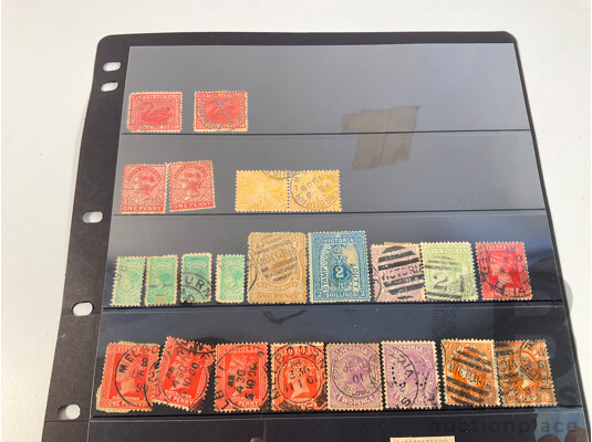 Australian Colonial State Stamps Including Victoria, Queensland, Western Australia, Tasmania, South Australia, QV, Perfins, Stamp Duty One and Two Shillings, Hand Cancel