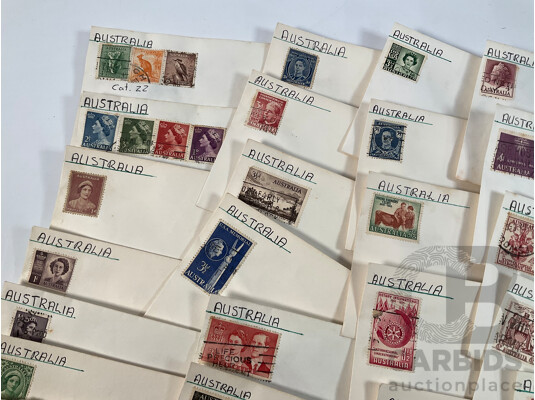 Collection of Australian Predecimal Stamps, Many Multiples Including Antarctic Territory Mawson, QE2, First Airmail, Christmas 1958, Railway Centenary and More