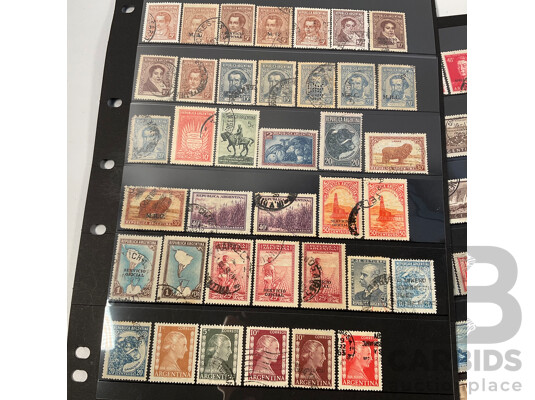Collection of Chile and Argentina Stamps Spanning 1890's to 1980's Including Overprints, Perfin, Mint Hinged, Airmail