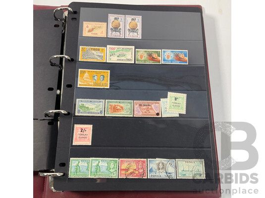 Album of Antique and Vintage International Stamps Including Brazil 1920's, Bolivia Mint 1950's Set, South Africa KGV, Sudan, Rwanda Mints, Tokelau Islands Mint Hinged, Tonga, Yemen, Manchukuo and More