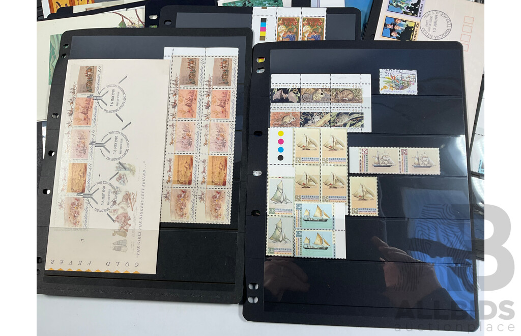 Collection of Australian Stamps, Mostly Mint Including Strips, Blocks, Gutters, Selvage, Packs, Joint Issue, First Day Covers