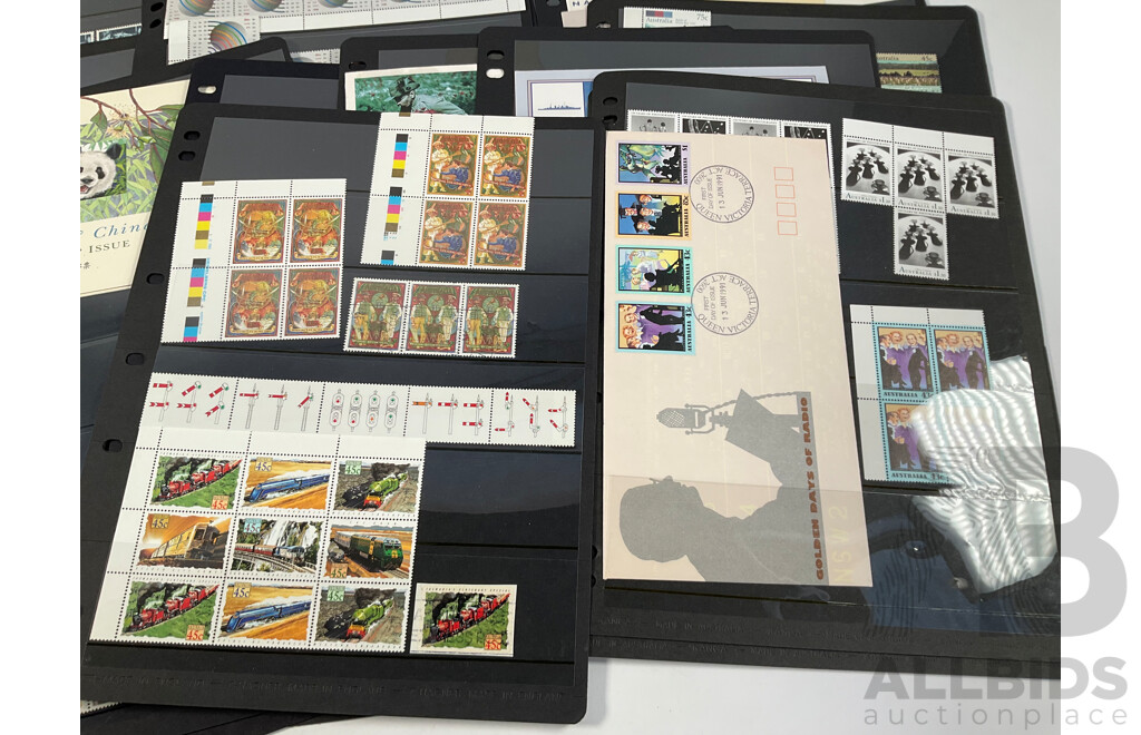 Collection of Australian Stamps, Mostly Mint Including Strips, Blocks, Gutters, Selvage, Packs, Joint Issue, First Day Covers