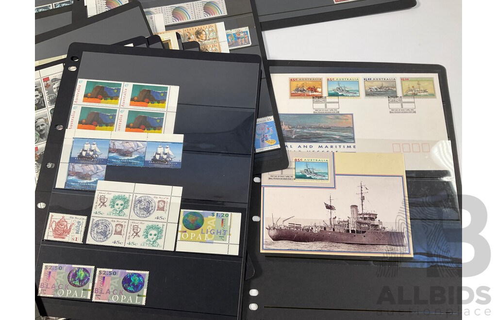 Collection of Australian Stamps, Mostly Mint Including Strips, Blocks, Gutters, Selvage, Packs, Joint Issue, First Day Covers